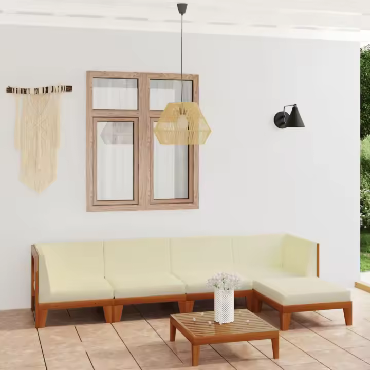 vidaXL Juego muebles de jardín y cojines 6 pzas madera maciza acacia - 1