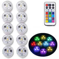 Luz LED Submersible Mini Con Control Remoto Para Eventos Fiesta Vaso Acuario Batería Incluida Luz Nocturna Redonda Para Decoración - details 0