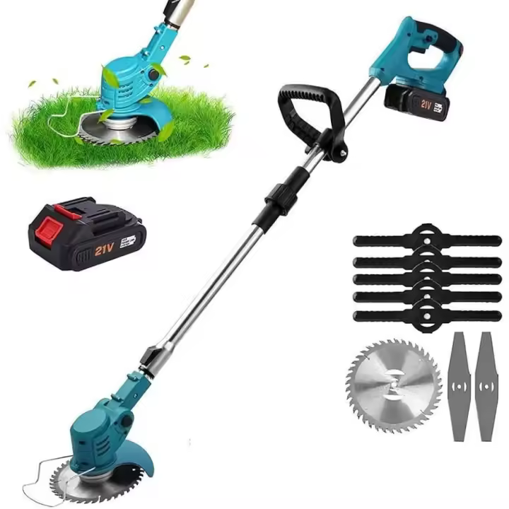Cortadora de césped eléctrica inalambrica, cortacesped portátil 24 V, con dos baterias, para jardín, con mango ajustable, para corte rápido, Don Feliz - 1