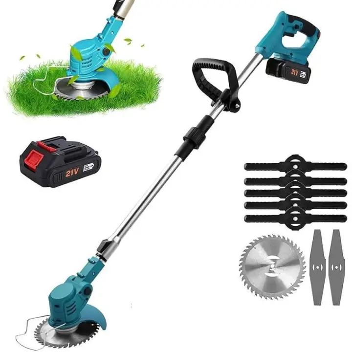 Cortadora de césped eléctrica inalambrica, cortacesped portátil 24 V, con dos baterias, para jardín, con mango ajustable, para corte rápido, Don Feliz - 1