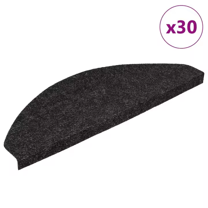 vidaXL Alfombrilla autoadhesiva escalera 30uds antracita 65x22,5x3,5cm - 1