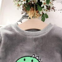 Pijama De Otoño E Invierno Para Niños Y Niñas Con Estampado De Oso De Algodón Flanelado Grueso Ropa De Casa Para 0-6 Años - details 4