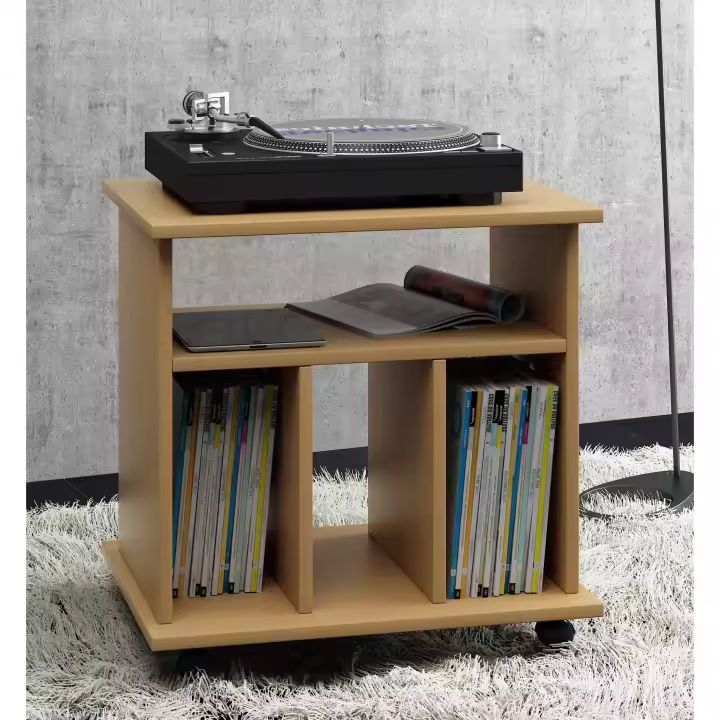 Estantería de madera para discos LP estantería para medios de comunicación ruedas Retal Estantería de madera para discos LP estantería para medios de comunicación ruedas Retal - 1