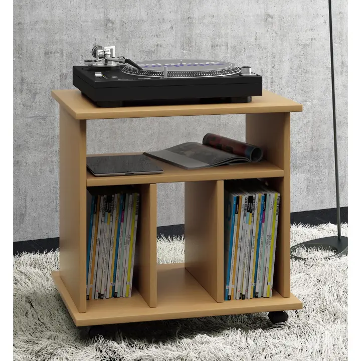 Estantería de madera para discos LP estantería para medios de comunicación ruedas Retal Estantería de madera para discos LP estantería para medios de comunicación ruedas Retal - 1
