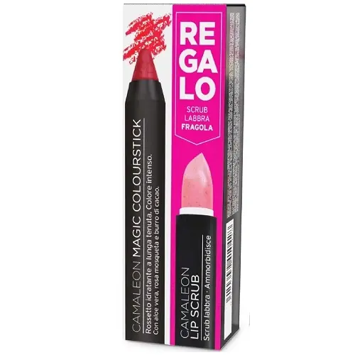 Camaleon Magic Stick Labial Rojo+ Regalo Lip Scrub Fresa - 1