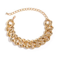 Collar Corto De Cadena Cubana Con Hebilla CCB IngeSight.Z Para Mujer Estilo Punk Color Dorado Exagerado Joyería De Fiesta Regalo - details 5