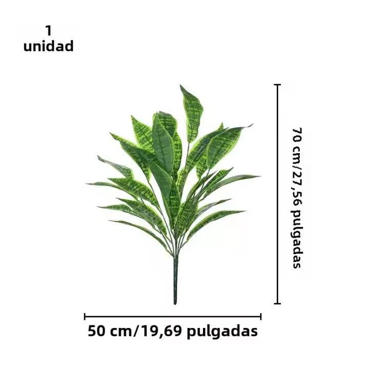1PC Plantas Artificiales Verdes Simuladas Para Decoración De Oficina Y Hogar Estilo Selva Material Plástico Sin Botellas Incluidas - 1