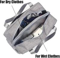 Bolsa de viaje para pasar la noche, Bolsa de separación de artículos húmedy y SECOS, Bolso de Mano para Fin de Semana, Bolsa Deportiva para helbres y Mujeres (1 Unidad, gris) - details 1