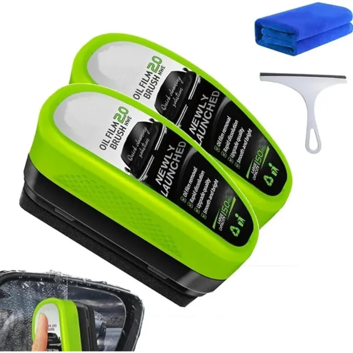 Limpiador de vidrios Boministore, limpiador de autos nuevos 2025, limpiador de parabrisas ecológico 2.0, tablero universal para limpiar vidrios, cepillo para limpiar películas de aceite automotriz, cepillo para mejorar la claridad del vidrio (2 unidades) - 1
