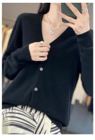 Suéter De Punto De Lana Merino 100% Para Mujer Cuello V Otoño Invierno Estilo Coreano Versátil Moda Oficina Regular Cierre Único Manga Larga - details 35
