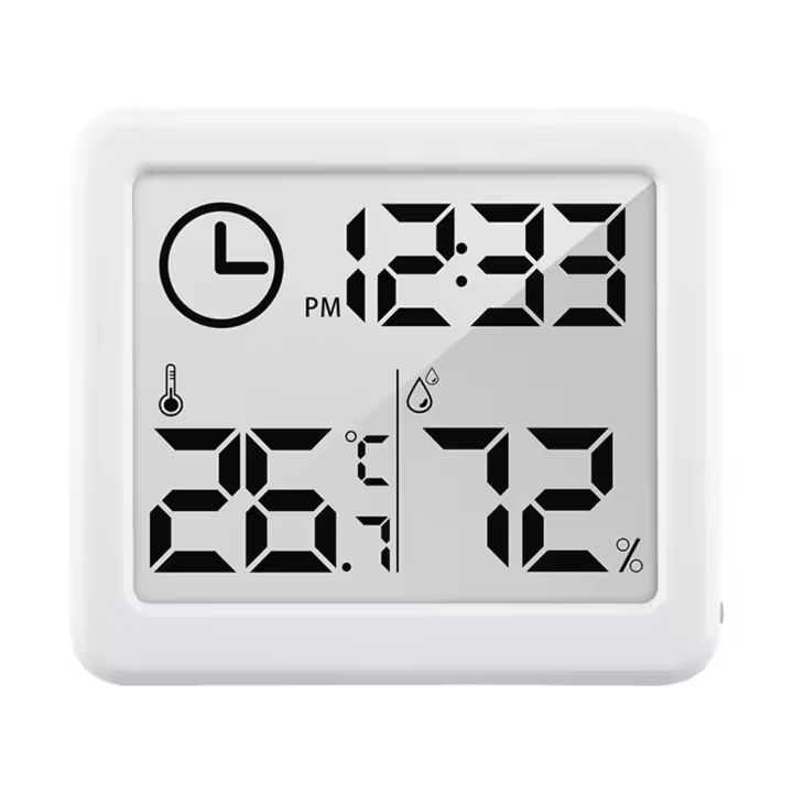 Termómetro Y Higrómetro Digital Ultrafino Para El Hogar Con Pantalla LCD Reloj De Pared Sensor De Temperatura Y Humedad Térmica - 1