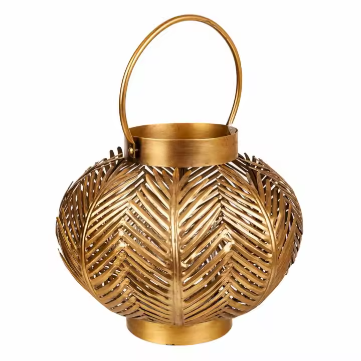 WANDERLUST DECO Portavelas de Metal Dorado 34x34x27h Cm - Elegante y Decorativo - 1