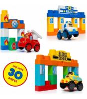 MOLTO BLOCKS - Juguete de construcción con vehículos - Caja de 30 piezas - Coches de policía, bomberos y autobús escolar - Juguete educativo - details 0