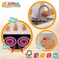 WOOMAX Cocina de madera eléctrica, Cocina de juguete con luz y sonido, Cocinita de madera infantil con vitrocerámica, Cocina infantil 94,5x59,5x30cm, Juguete para niños y niñas, Cocinita de madera de juguete, Cocina de juguete, Juguetes de cocina - details 2