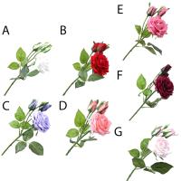 Rosa Artificial De Seda Roja Simulación 1 Flor 2 Brotes Toque Real Para Decoración De Hogar Boda DIY Arreglo Floral - details 7