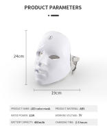 Máscara LED Recargable De 7 Colores Terapia Roja Para El Rostro Device De Rejuvenecimiento De Piel Tensión Wireless Un Toque - details 13