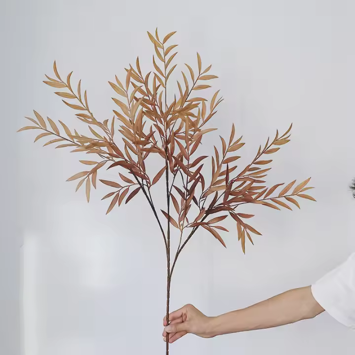 1PC Flor Artificial De Autunno Larga Con Hojas De Bambú En Silicona Para Decoración De Bodas Artesanía De Flores Hotel Y Escenario - 1