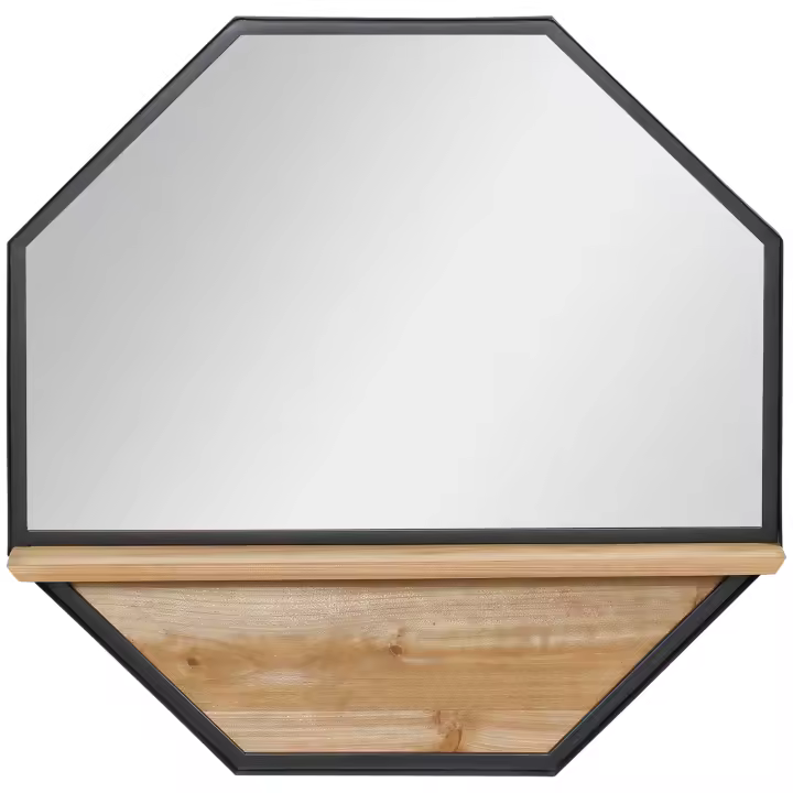 HOMCOM Espejo Decorativo de Pared 61x61 cm Espejo Octágono con Estante de Almacenamiento para Salón Dormitorio Entrada Negro - 1