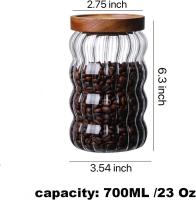 Recipiente de vidrio para almacenar alimentos con tapas de madera de acacia con sello hermético Recipiente de vidrio transparente para café, té, especias, azúcar, galletas, nueces, bocadillos y dulces - details 1