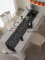 Mantel Halloween De Lámina Negra Con Encaje Y Cobweb Decoración Gótica Para Mesa De Comedor Casa Fiesta Decoraciones De Cocina - details 1