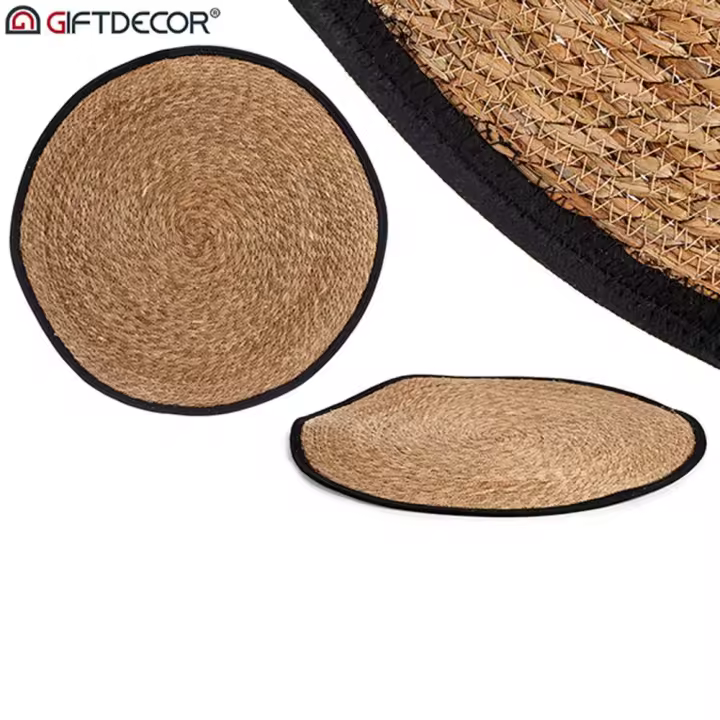 Alfombra natural borde negro 80 cm - 1