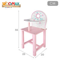 WOOMAX - Trona de juguete, de madera, 25x20x55 cm, rosa y blanca, ecológica, para muñecas 30-40 cm, muebles de juguete, +3 años - details 3