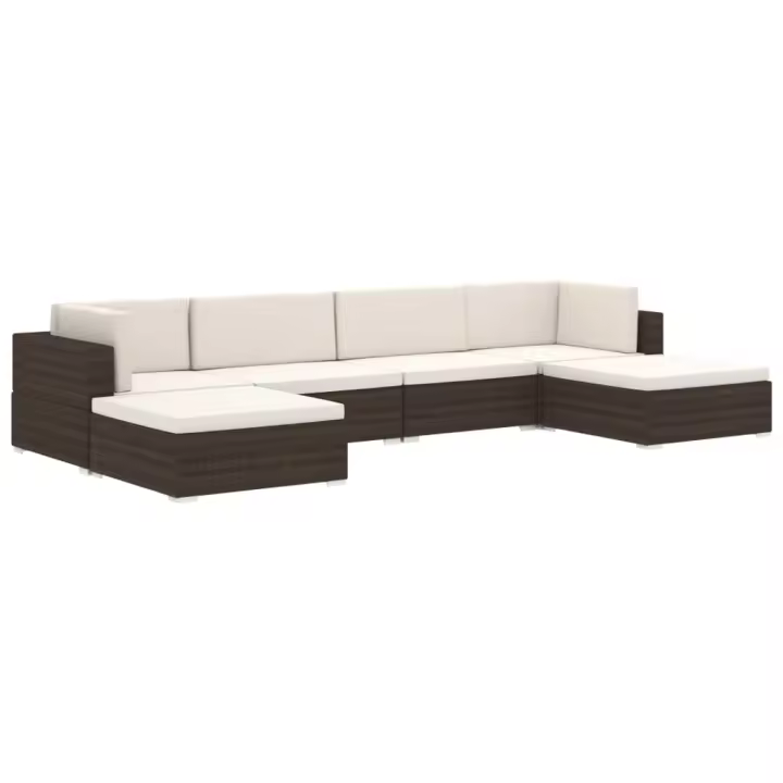 vidaXL Asiento seccional central y cojines 1 ud ratán sintético marrón - 1