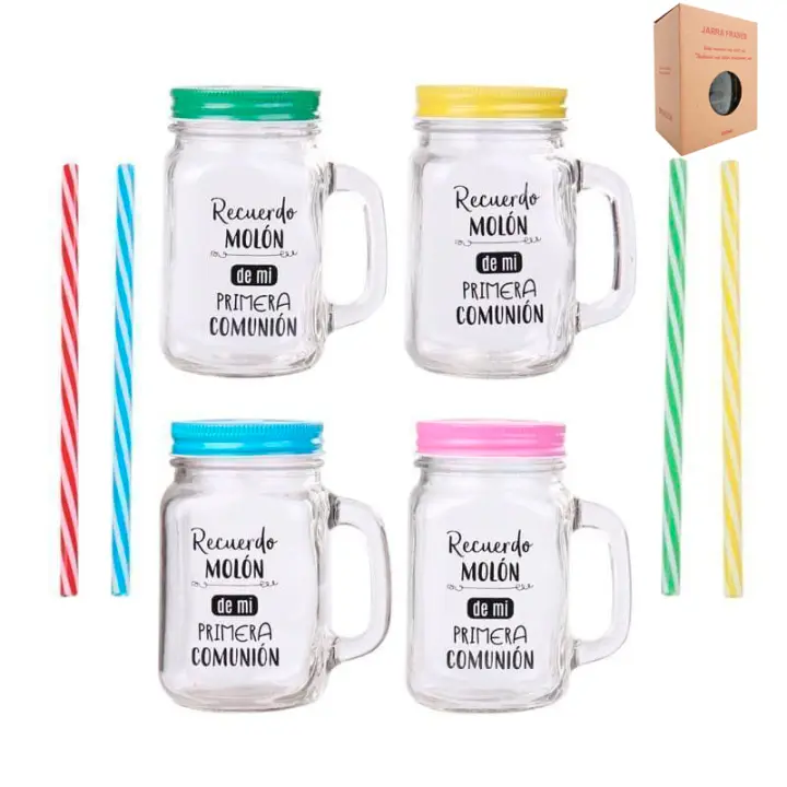 Disok - Lote 20 Jarras Cristal con Caña PVC - Frases Recuerdo Molón - Detalles Originales para Comuniones - 1