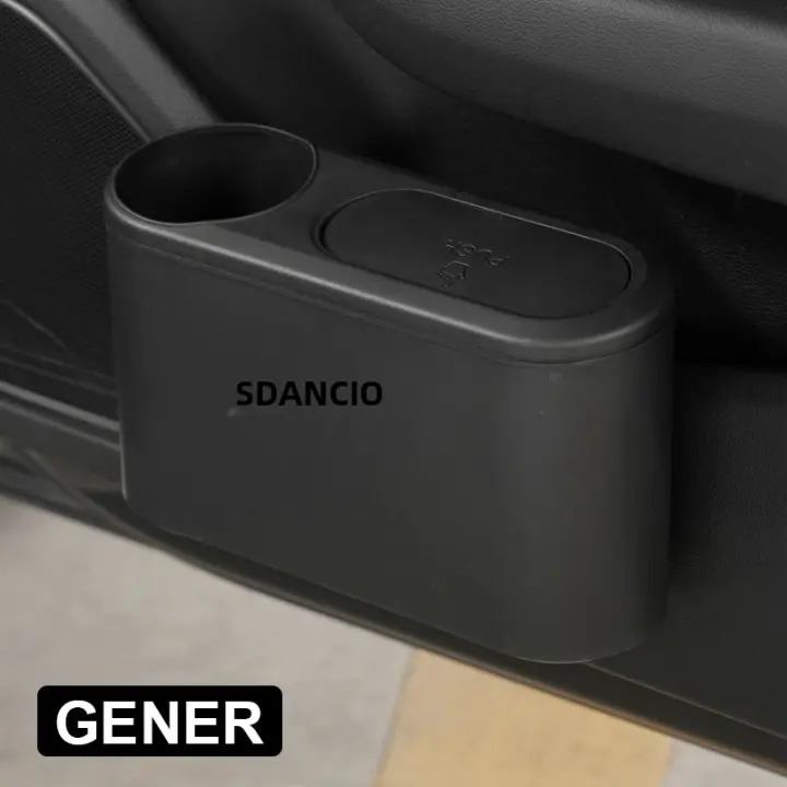 SEAMETAL Car Trash Can Colgante De Cuero ABS Organizador Universal Para Fila Trasera Con Soporte Para Bebidas Caja De Basura Dura - 1