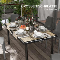 Mesa de Jardín Mesa de Balcón 145x85 cm Mesa de Comedor para 6, aspecto Madera y Estructura de Maple Gris Jardín y Terraza - details 1