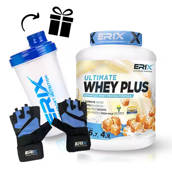 ERIX NUTRICION | PACK WHYEY PLUS 2 KG + GUANTES +  SHAKER "REGALO" | Pack Ahorro | Proteína Concentrada | Guantes de entrenamiento | Ganar Masa Muscular - 1