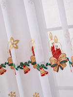 Cortinas Navideñas Para Sala Y Dormitorio Con Bordado De Copos De Nieve Decorativas Rectangulares De Poliéster 100% Un Panel - details 4
