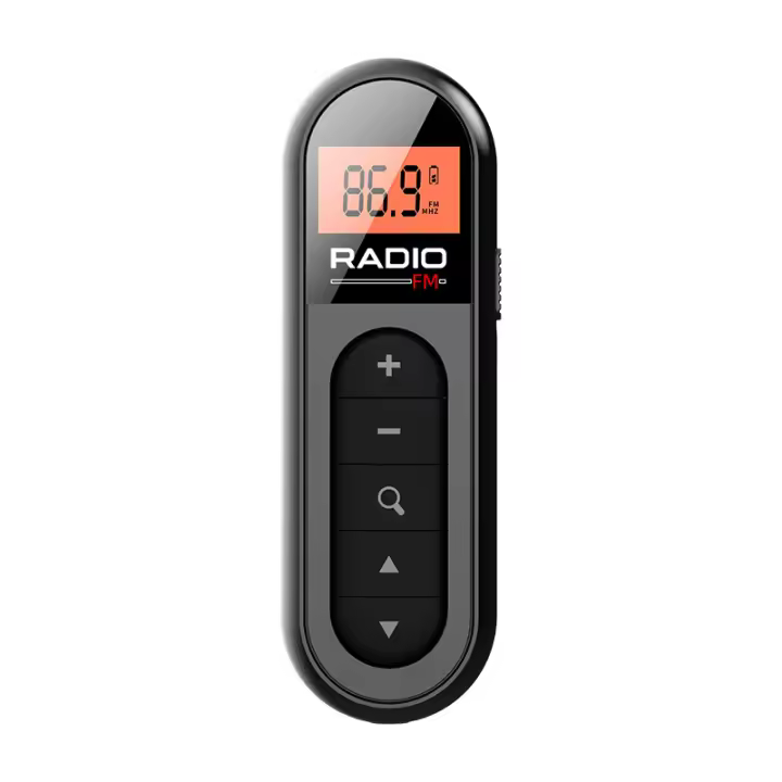 Mini radio FM recargable con clip de bolsillo portátil - 1