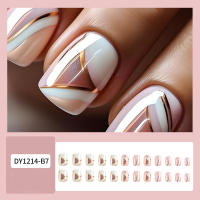 Kit De Uñas Postizas Con Diseño Geométrico Y Estampado De Océano Azul 24 Piezas Uñas Falsas Cortas De ABS Para Arte De Uñas - details 13