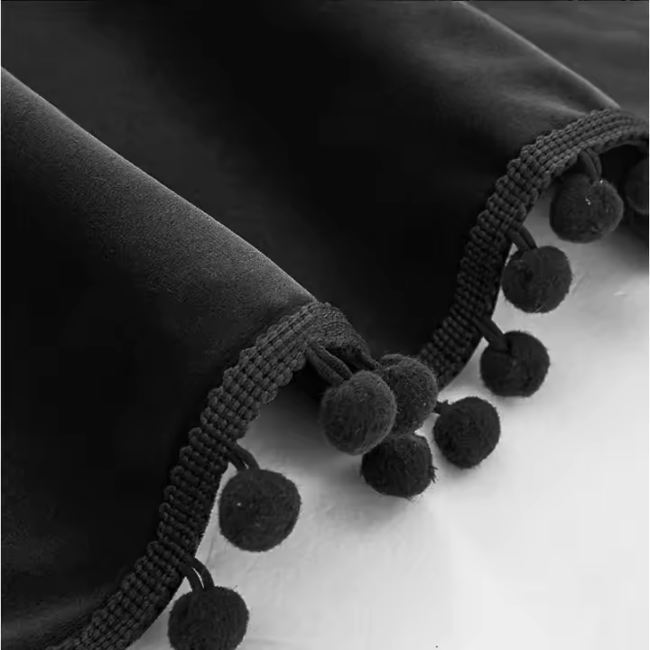Cortina De Veludo Minimalista Francesa 1PC Cortinas Negras De Bloqueo Para Sala Comedor Dormitorio Material De Poliéster 100% - 1