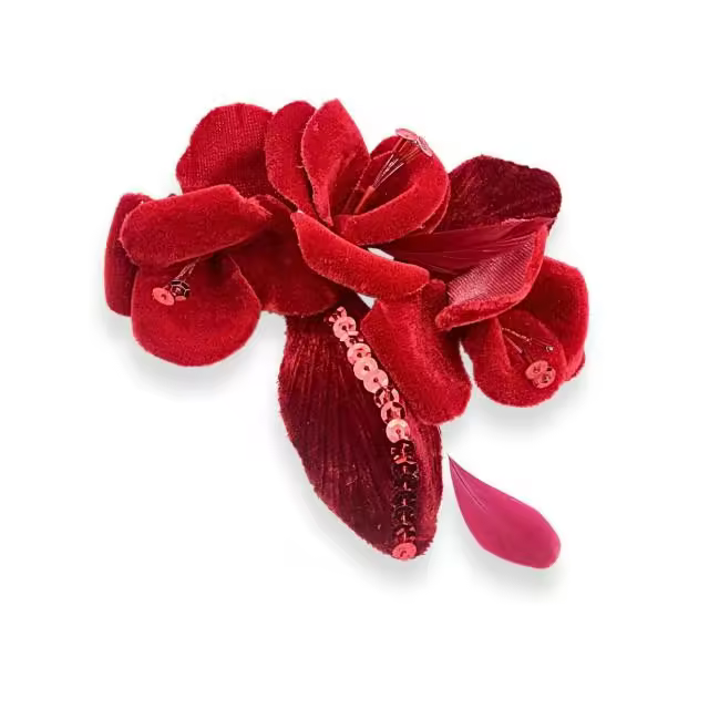 RAMILLETE DE FLORES DE TERCIOPELO CON PLUMAS Y LENTEJUELAS Raíz FLORES Inicio NOVEDADES FILIGRANAS/BROCHES & ABALORIOS BROCHES DECORATIVOS FLORES DE TELA - 1