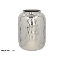 Gissed - Florero Decorativo de Metal Plateado, Diseño Elegante con Acabado Martillado, Ideal para Centros de Mesa, Decoración de Hogar, Oficina o Eventos, Resistente y Sofisticado, Perfecto para Exhibir Flores Naturales o Secas, Estilo Moderno. - details 0