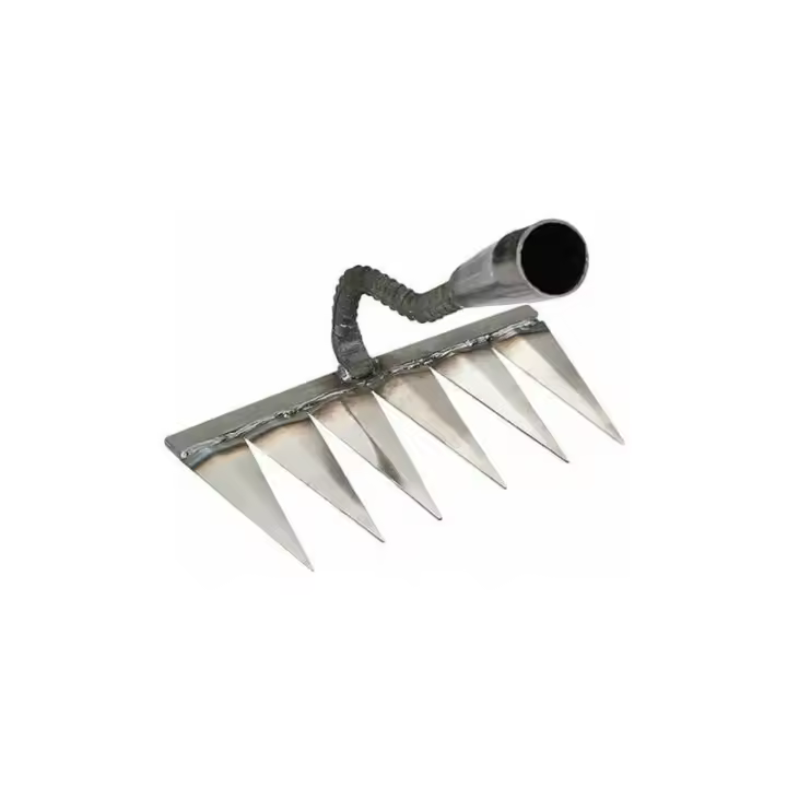 Rastrillo de paja de metal para jardinería, deshierbe - Rastrillo de dientes de metal resistente, eliminación de paja, deshierbe, rastrillo de superficie, roca, grava, rastrillo universal para cultivadores 32 mm - 1