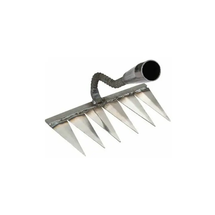 Rastrillo de paja de metal para jardinería, deshierbe - Rastrillo de dientes de metal resistente, eliminación de paja, deshierbe, rastrillo de superficie, roca, grava, rastrillo universal para cultivadores 32 mm - 1
