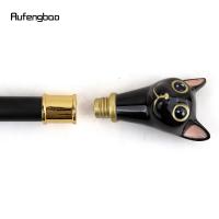 Bastón De Moda Para Caballero Gato Dorado Negro Con Punta De Goma Y Mango De Acero 93cm Herramienta Auxiliar Para Caminar - details 8