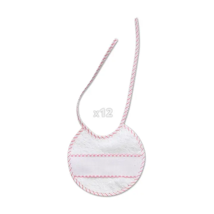 BABETE EM PONTO CRUZ 20X20 Branco / Rosa - 1
