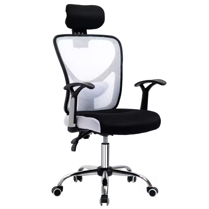 Vinsetto Silla de Oficina Ergonómica Silla Escritorio Giratoria con Altura Ajustable Función Reclinable Reposacabezas Regulable y Soporte Lumbar 65x67x108-118 cm - 1