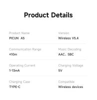 Auriculares Inalámbricos Picun A5 Con Cancelación De Ruido Activa 160H Bluetooth 5.3 Estéreo Impermeables IPX5 Estuche De Carga Incluido - details 12
