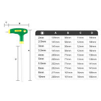 Juego De Llaves Allen T-Handle Metrás 10 Piezas Con Mango Largo Y Estuche De Almacenamiento Conveniente Herramienta Doble Fin De Acero Cr-V - details 1