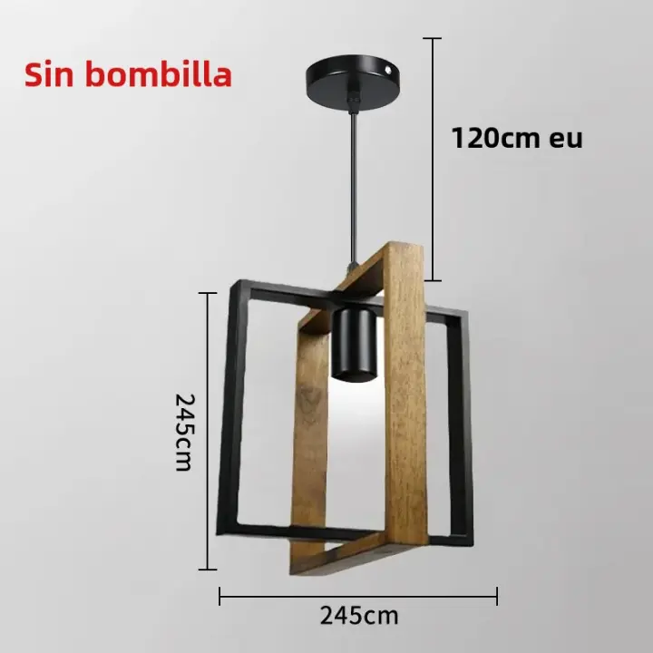 American Chandelier Lámpara Retro De Hierro Y Madera Pendente Para Barra Y Restaurante Luz Colgante Creativa Doméstica Aparato De Iluminación - 1