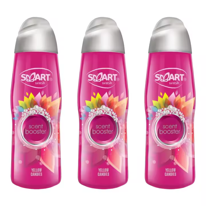 SMART Wash Pack de 3 Botes de Perlas aromáticas para ropa sucia, potenciador de fragancia larga duración paquete grande fácil de usar aroma a caramelos amarillos 500 g (1500 g en total) - 1
