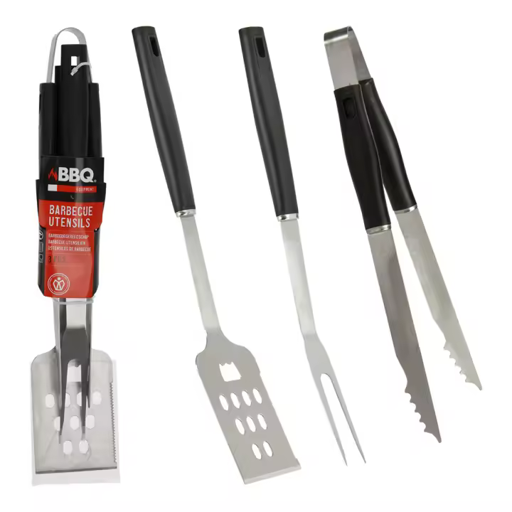 Set de utensilios para barbacoa 3 piezas color negro - 1