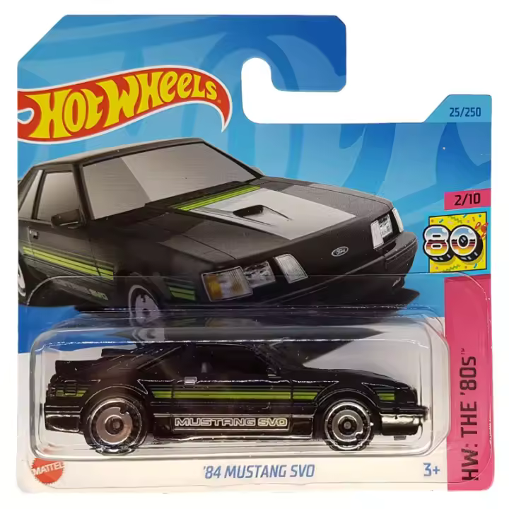 HOT WHEELS - HW THE '80S - '84 MUSTANG SVO (25/250) - BLACK (FULL CARD), HW25_ASS55, TIENDA CON LICENCIA OFICIAL - 1
