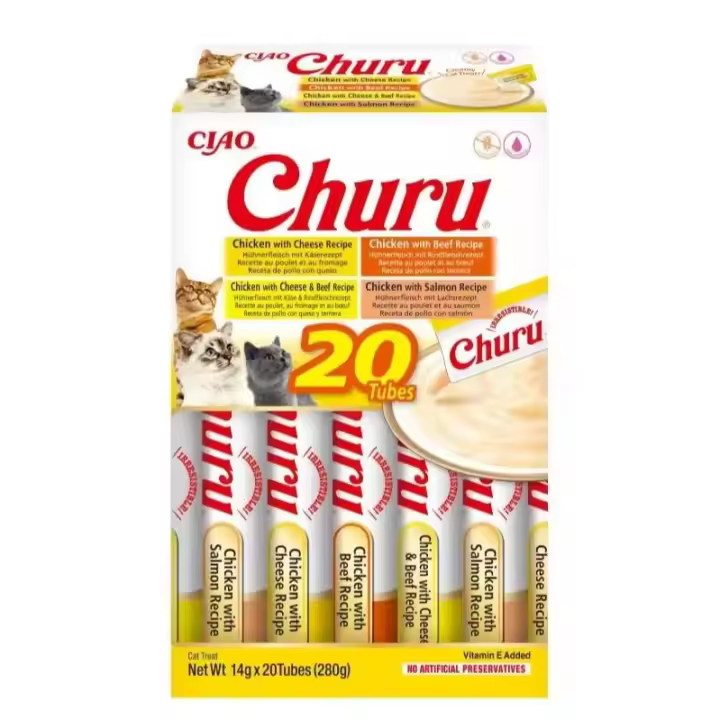Churu Variedades de Pollo y Buey Snack para Gatos - 20 tubos de 14gr - 1
