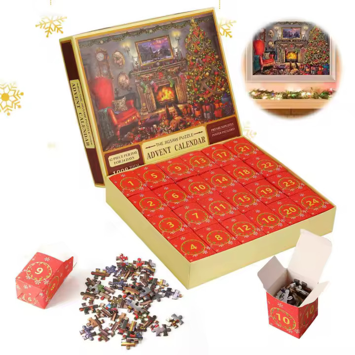 Calendario de Adviento 2024 Puzzles de Navidad Calendario de Adviento 24 Días 1008 Piezas Puzzles Calendario de Navidad 2024 Cuenta Atrás Regalo para Niños Adultos Puzzles Jigsaw - 1